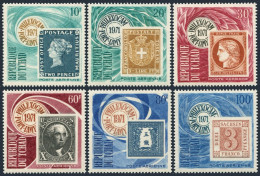 Chad C74-C79,C79a, MNH. Michel 342-347, Bl.13. PHILEXOCAM-1971. Stamp On Stamp. - Tchad (1960-...)