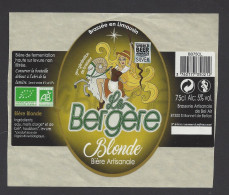 Etiquette De Bière Blonde -  La Bergère  -  Brasserie De Bel Air  à  Saint Bonnet De Bellac  (87) - Bier