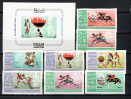 Ajman - Manama 1967 Olympic Games Mexico, Equestrian, Rowing, Football Soccer Etc. Set Of 8 + S/s MNH - Estate 1968: Messico