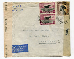 !!! CONGO BELGE, LETTRE PAR AVION DE LEOPOLDVILLE POUR NEW YORK DE 1945 - Storia Postale