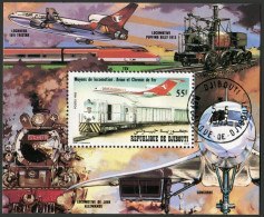 Djibouti 550a Sheet.CTO.Michel 343 Bl.66. Transportation 1982.Train And Jet. - Yibuti (1977-...)