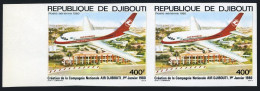 Djibouti C132 Imperf Pair, MNH. Michel 270B. Air Djibouti, 1st Ann. 1980. Plane. - Djibouti (1977-...)
