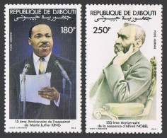 Djibouti C180-C181, MNH. Mi 369-370. Martin Luther King, Alfred Nobel, 1983. - Yibuti (1977-...)