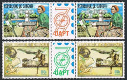 Djibouti  496-497 Pairs/label,MNH. PHILEXAFRIQUE-7199.Bird,Map,Concorde,Flag,UPU - Dschibuti (1977-...)