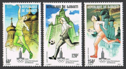 Djibouti C129-C131, MNH. Mi 273-275. Olympics Moscow-1980. Basketball, Soccer, - Djibouti (1977-...)