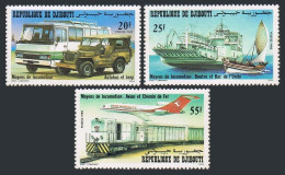 Djibouti 548-550,MNH.Michel 341-343. Bus,Jeep,Dhow,Ferry,Train Jet.1982. - Djibouti (1977-...)