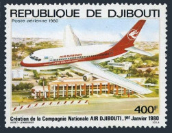 Djibouti C132,MNH.Michel 270. Air Djibouti,1st Ann.1980.Plane. - Dschibuti (1977-...)