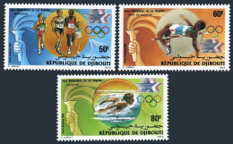 Djibouti C200-C202,MNH. Mi 409-411. Olympics Los Angeles-1984. Running, Swimming - Gibuti (1977-...)
