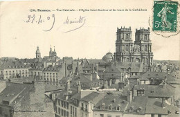 35 - Rennes - Vue Générale - L'Eglise Saint-Sauveur Et Les Tours De La Cathédrale - Oblitération Ronde De 1909 - CPA - V - Rennes