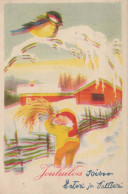 BABBO NATALE Buon Anno Natale GNOME Vintage Cartolina CPSMPF #PKG416.A - Santa Claus