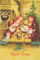 BABBO NATALE Buon Anno Natale GNOME Vintage Cartolina CPSMPF #PKG381.A - Santa Claus