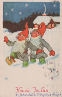 PAPÁ NOEL Feliz Año Navidad GNOMO Vintage Tarjeta Postal CPSMPF #PKD966.A - Santa Claus