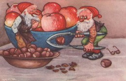 BABBO NATALE Buon Anno Natale GNOME Vintage Cartolina CPA #PKE013.A - Santa Claus