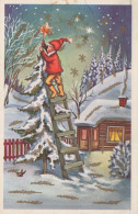 BABBO NATALE Buon Anno Natale GNOME Vintage Cartolina CPSMPF #PKD897.A - Santa Claus