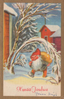 PAPÁ NOEL Feliz Año Navidad GNOMO Vintage Tarjeta Postal CPSMPF #PKD476.A - Santa Claus