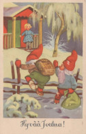 PÈRE NOËL Bonne Année Noël GNOME Vintage Carte Postale CPSMPF #PKD313.A - Santa Claus