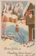 PAPÁ NOEL Feliz Año Navidad GNOMO Vintage Tarjeta Postal CPSMPF #PKD356.A - Santa Claus