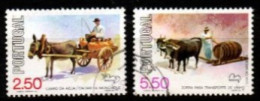 PORTUGAL    -   1979.    Y&T N° 1433 / 1434 Oblitérés.   Charrette.  Ane  /  Boeufs - Used Stamps