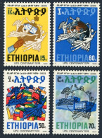 Ethiopia 712-715, Hinged. Mi 798-801. UPU-100, 1974. Flags, Headquarters,Globe. - Äthiopien