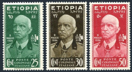 Ethiopia N3-N5, Hinged. Occupation Stamps 1936. Emperor Victor Emmanuel III. - Etiopía
