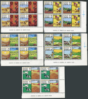 Ethiopia 1019-1023 Bl/4,MNH.Mi 1105-1109. FAO 1981.Wheat Airlift,Plowing,Cattle, - Ethiopie
