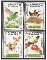 Ethiopia 1249-1252, MNH. Michel 1331-1334. Birds 1989. Parrot,Cliff Chat,Oriole, - Ethiopia