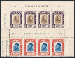 Ethiopia C21-C22 Strips/4,MNH. Emperor Haile Selassie,Franklin D.Roosevelt,1947. - Etiopía