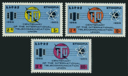 Ethiopia 439-441,hinged.Mi 500-502. ITU-100,1965.Communication Symbols. - Etiopía