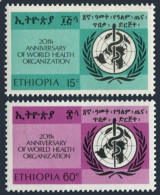 Ethiopia 508-509, MNH. Michel 592-593. WHO, 20th Ann. 1968. - Etiopía