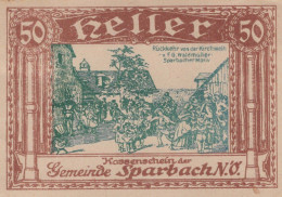 50 HELLER Stadt Sparbach Niedrigeren Österreich Notgeld Papiergeld Banknote #PG999 - [11] Local Banknote Issues