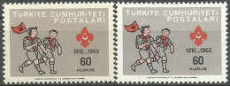 Turkey; 1962 50th Anniv. Of Turkish Scout Movement 60 K. "Color Tone Variety (Thick Paper)" - Ongebruikt