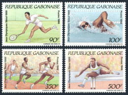 Gabon 648-651, 651a, MNH. Olympics Seoul-1988.Tennis,Swimming,Running,Hurdless, - Gabon (1960-...)