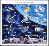 Gabon 937-943 Sheets MNH. Moon Landing, 30th Ann. 1999. Space Exploration. - Gabon (1960-...)