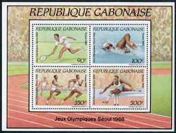 Gabon 651a,MNH.Mi Bl.60. Olympics Seoul-1988.Tennis,Swimming,Running,Hurdless, - Gabon (1960-...)