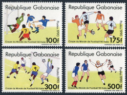 Gabon 694A-694D,694De Sheet,MNH.Mi A1063-D1063,Bl. World Soccer Cup Italy 1990. - Gabun (1960-...)