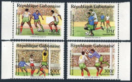 Gabon 672-675,675a Sheet,MNH.Michel 1045-1048,Bl.63. World Soccer Cup Italy-1990 - Gabun (1960-...)