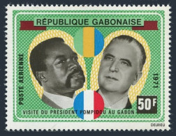 Gabon C107,hinged.Mi 419. Presidents Bongo,George Pompidou,France.Visit,1971. - Gabon (1960-...)