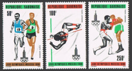 Gabon C235-C237, C237a, MNH. Mi 733-735,Bl.39. Olympics Moscow-1980. Pole Vault, - Gabon (1960-...)