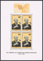 Gabon C63a Sheet, MNH. Mi Bl.9B. Konrad Adenauer, Chancellor Of Germany. 1968. - Gabon
