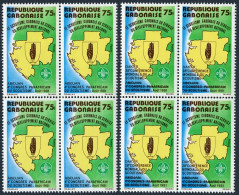 Gabon 477-478 Blocks/4,MNH.Michel 797-798. Scouting Congresses,1981.Map. - Gabon (1960-...)