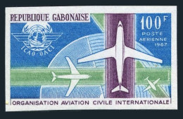 Gabon C53 Imperf,MNH.Michel 277B. ICAO,1967.Planes,Runways, ICAO Emblem. - Gabun (1960-...)