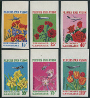 Gabon C109-C111,C111a Sheet Imperf,MNH.Mi 425B-430B,Bl.21B. Flowers By Air,1971. - Gabun (1960-...)