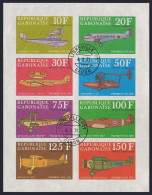 Gabon C103ah-C104ad Sheets,CTO. Junkers,Dornier,Fokker,Sikorsky.Aircraft 1970. - Gabun (1960-...)