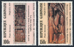 Gabon C220-C221, MNH. Michel 694-695. Easter 1979. Church's Wood Carvings. - Gabon (1960-...)