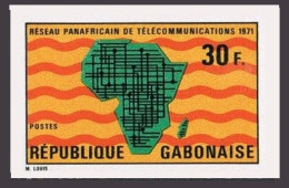 Gabon 271 Imperf,MNH.Michel 424B. African Telecommunication System,1971.Map. - Gabun (1960-...)