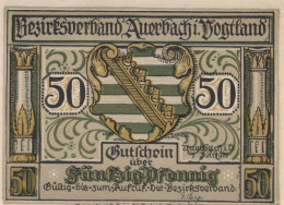 50 PFENNIG 1921 Stadt AUERBACH IM VOGTLAND Saxony UNC DEUTSCHLAND Notgeld #PI441 - [11] Local Banknote Issues