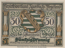 50 PFENNIG 1921 Stadt AUERBACH IM VOGTLAND Saxony UNC DEUTSCHLAND Notgeld #PI439 - [11] Local Banknote Issues