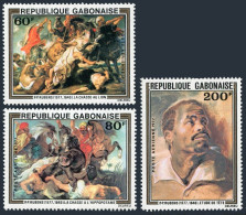Gabon C199-C201,MNH.Michel 643-645. Peter Paul Rubens,1977.Hippo,Crocodile,Dogs, - Gabun (1960-...)