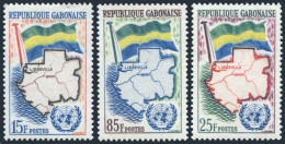 Gabon 151-153, MNH. Michel 157-159. Gabon Admission To UN, 1961. Flag, Map. - Gabon