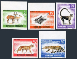 Gabon 262-266 Imperf,MNH.Michel 398B-402B. 1970.Bushbucks,Squirrel,Monkey,Cat, - Gabon